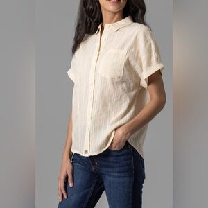 Kimes Ranch Benton Short Sleeve Cream Button-Up Women's Top
